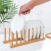 1pc Bamboo Dish Plate Bowl Drainer Storage; Cup Book Pot Lid Cutting Board Drying Rack; Stand Drainer Storage Holder Organizer Kitchen Cabinet; Keep D