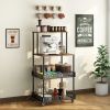 4-storey kitchen bread rack, vertical microwave oven rack, kitchen storage rack with wheels, suitable for kitchens and restaurants