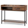 Long Console Table with Drawer and Metal Frame