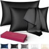 (2 Pack Black,Standard 20"x26")Silk Pillowcase for Hair and Skin,22 Momme 100% Mulberry Silk & Natural Wood Pulp Fiber Grade 6A Double-Sided Silk Pill