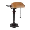 31.5 inch Antique Bronze LED Bankers Lamp with Amber Shade