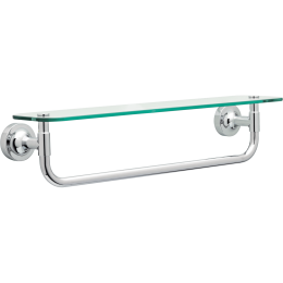 Towel bar with glass shelf, chrome