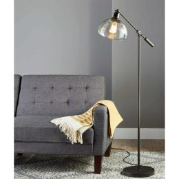 Bronze Task Floor Lamp, Glass Shade