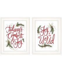 "Good Tidings and Joy 3-Piece Vignette is by Artisan House Fenway; Ready to Hang Framed Print; White Frame