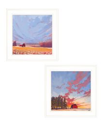 "Scenic Landscapes With Barns" 2-Piece Vignette by Jim Musial; Ready to Hang Framed Print; White Frame