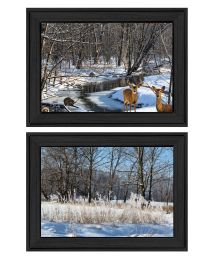 "Great Outdoors-Nature/Winter Forest" 2-Piece Vignette by Trendy Decor 4U; Ready to Hang Framed Print; Black Frame