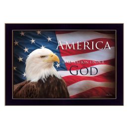 "One Nation Under God - Flag" By Lori Deiter; Printed Wall Art; Ready To Hang Framed Poster; Black Frame