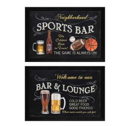 "Sports Bar Collection" 2-Piece Vignette By Debbie DeWitt; Printed Wall Art; Ready To Hang Framed Poster; Black Frame