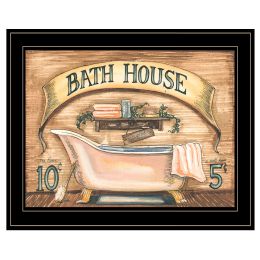 "Bath House" by Becca Barton; Ready to Hang Framed Print; Black Frame