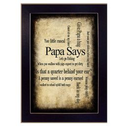 "Papa Says" By Susan Ball; Printed Wall Art; Ready To Hang Framed Poster; Black Frame