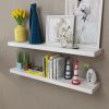 2 White MDF Floating Wall Display Shelves Book/DVD Storage