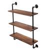 Industrial Wall Mounted Iron Floating Pipe Shelves Racks Storage Bookcases - 3 layers XH