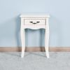 Nightstand  Drawer & Shelf;  Accent Sofa Side Table Curved Legs for Living Room;  Bedroom White