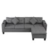 Sectional Sofa Set for Living Room with L Shape Chaise Lounge ; cup holder and Left or Right Hand Chaise Modern 4 Seat (Grey)