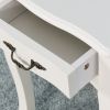 Nightstand  Drawer & Shelf;  Accent Sofa Side Table Curved Legs for Living Room;  Bedroom White