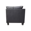 Three Piece sofa with three-seat sofa, one  Left chaise lounge, one  storage ottoman, seven  back cushions two  throw pillows (BLACK PU)