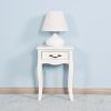 Nightstand  Drawer & Shelf;  Accent Sofa Side Table Curved Legs for Living Room;  Bedroom White