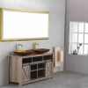 22.25" L -14.25" W -4 1/2" H Glass Rectangular Vessel Bathroom Sink in Gold Set with gold Faucet and gold Pop Up Drain