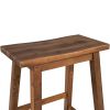 Solid Wood Rustic 3-piece 45" Stationary Kitchen Island Set with 2 Seatings, Rubber Wood Butcher Block Dining Table Set Prep Table Set with 2 Open She