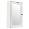 Single Door Mirror Indoor Bathroom Wall Mounted Cabinet Shelf White