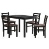 5PCS Stylish Dining Table Set 4 Upholstered Chairs with Ladder Back Design for Dining Room Kitchen Brown Cushion and Black