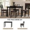 5PCS Stylish Dining Table Set 4 Upholstered Chairs with Ladder Back Design for Dining Room Kitchen Brown Cushion and Black