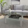 White Coffee Table, Clear Coffee Table,Modern Side Center Tables for Living Room, Living Room Furniture