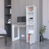 Peterson Computer Desk with 4-Tier Bookcase and 1-Door Cabinet White