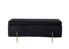 Emma Black Velvet Storage Bench with Metal Legs