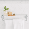 Towel bar with glass shelf, chrome