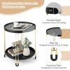 2-Tier Round Side Table with Removable Tray and Metal Frame for Small Space