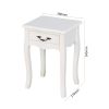 Nightstand  Drawer & Shelf;  Accent Sofa Side Table Curved Legs for Living Room;  Bedroom White