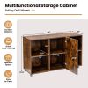 Wood Storage Cabinet with Wheels and 6 Compartments