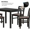 5PCS Stylish Dining Table Set 4 Upholstered Chairs with Ladder Back Design for Dining Room Kitchen Brown Cushion and Black