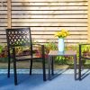 Outdoor Square Side Table, 18.9"D * 18.1"H Metal End Table, Black