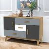 Free-standing Storage Floor Cabinet with 2 Doors and 3 Drawers