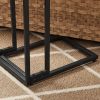 Slat Top Side Table- 22 Inches- Black