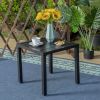 Outdoor Square Side Table, 18.9"D * 18.1"H Metal End Table, Black