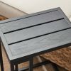 Slat Top Side Table- 22 Inches- Black