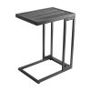 Slat Top Side Table- 22 Inches- Black