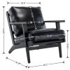 solid wood black antique painting removable cushion arm chair; mid-century PU leather accent chair