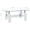 Coffee Table White and Transparent 37.4"x21.7"x15.7" Tempered Glass