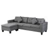 Sectional Sofa Set for Living Room with L Shape Chaise Lounge ; cup holder and Left or Right Hand Chaise Modern 4 Seat (Grey)