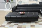 Black Bonded Leather Extra large Ottoman Metal Legs 1pc Ottoman