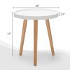 Round Side Sofa Coffee Table with Wooden Tray