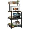 4-storey kitchen bread rack, vertical microwave oven rack, kitchen storage rack with wheels, suitable for kitchens and restaurants