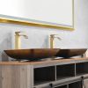 22.25" L -14.25" W -4 1/2" H Glass Rectangular Vessel Bathroom Sink in Gold Set with gold Faucet and gold Pop Up Drain