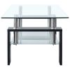 Coffee Table Black and Transparent 37.4"x21.7"x15.7" Tempered Glass