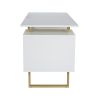 Techni Mobili White and Gold Desk for Office with Drawers & Storage, 51.25 in. W