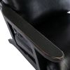 solid wood black antique painting removable cushion arm chair; mid-century PU leather accent chair